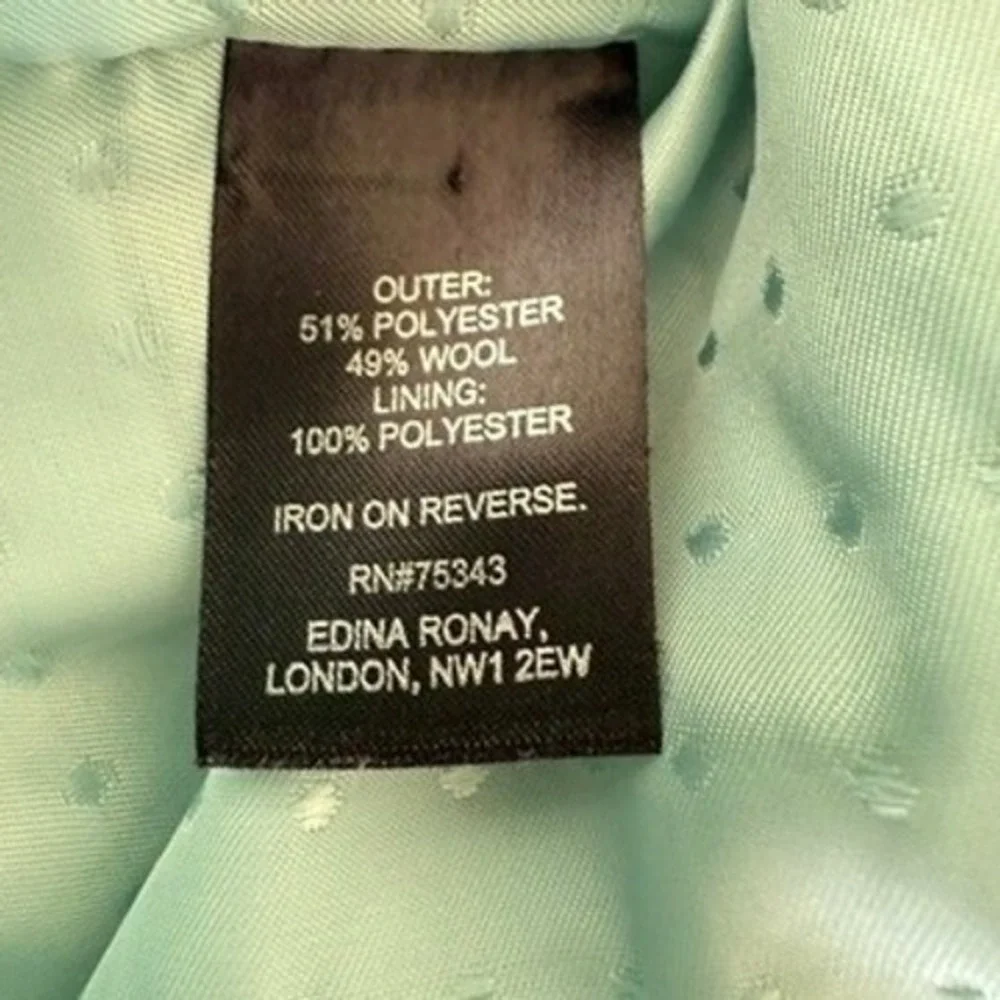 Edina Ronay London‎ Light Blue Boucle Wool Blend Double Breasted Coat Womens 8